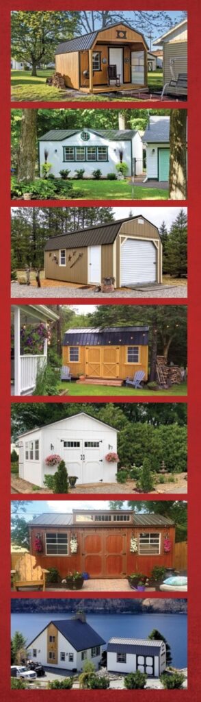 many options, styles and colors of utility sheds and wood barns at Mountaineer ShedQuarters in West Virgina.