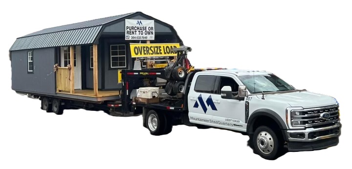 Mountaineer ShedQuarters Oversize Load Portable Storage Building Delivery Truck